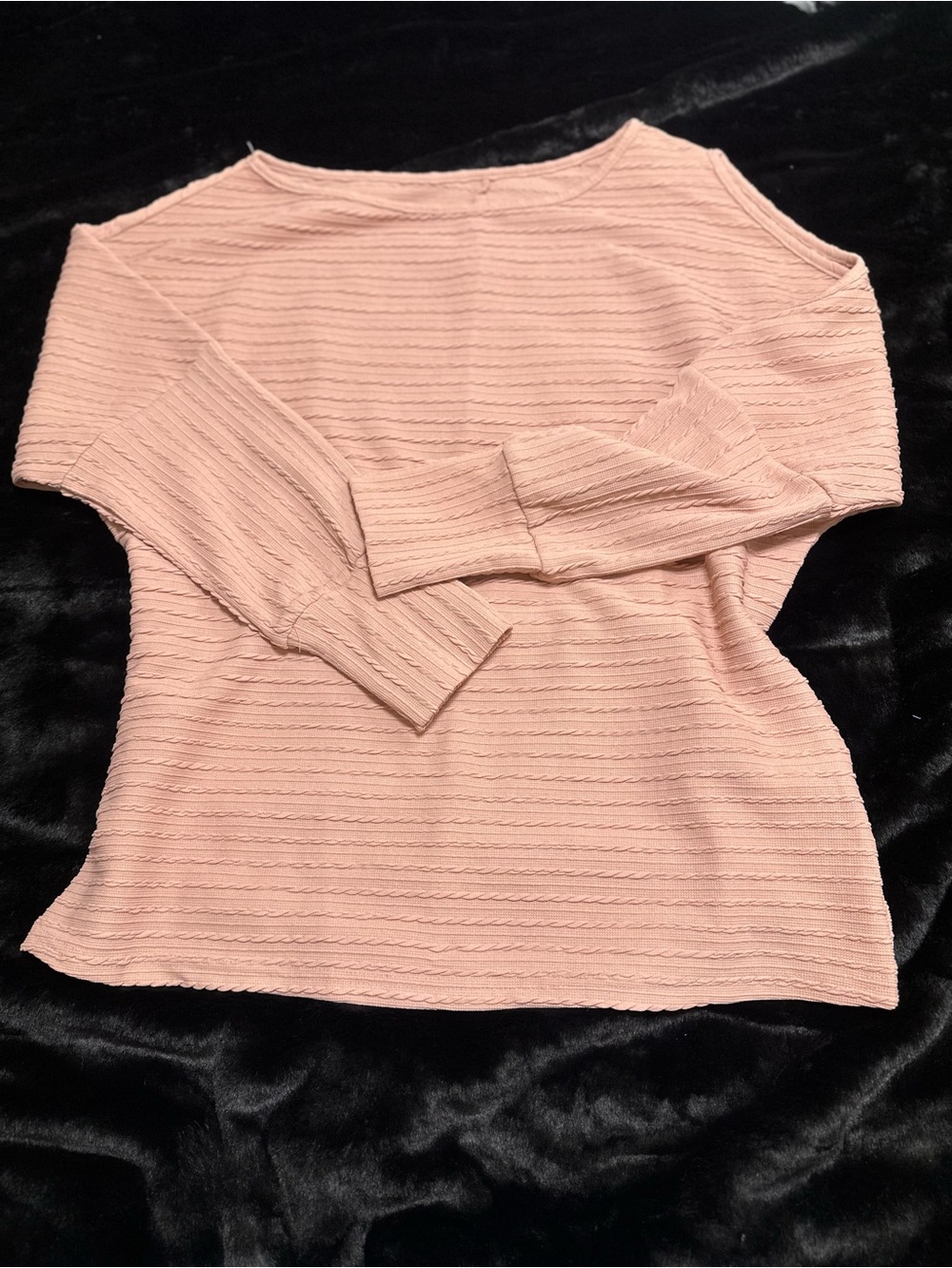 SHEIN Oversized Blush Pink Knit Long Sleeve Top with One Cold Shoulder